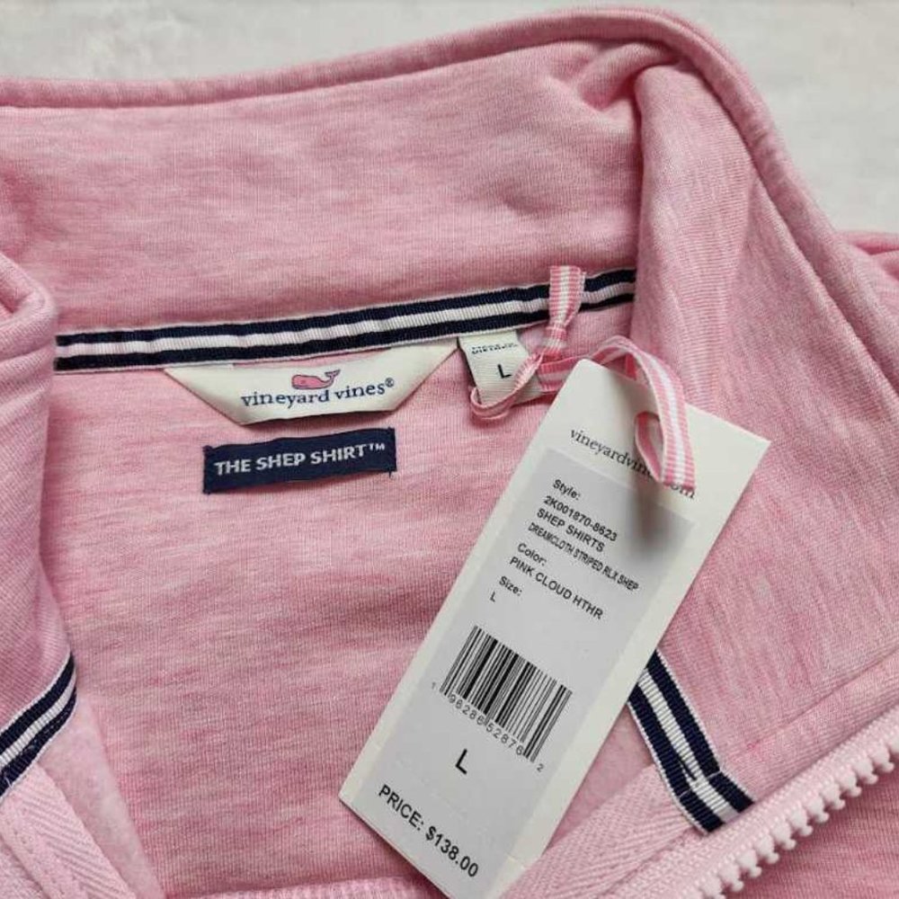 NEW PINK VINEYARD VINES DREAMCLOTH PLACED STRIPE RELAXED SHEP SHIRT SWEATER - Picture 4 of 12